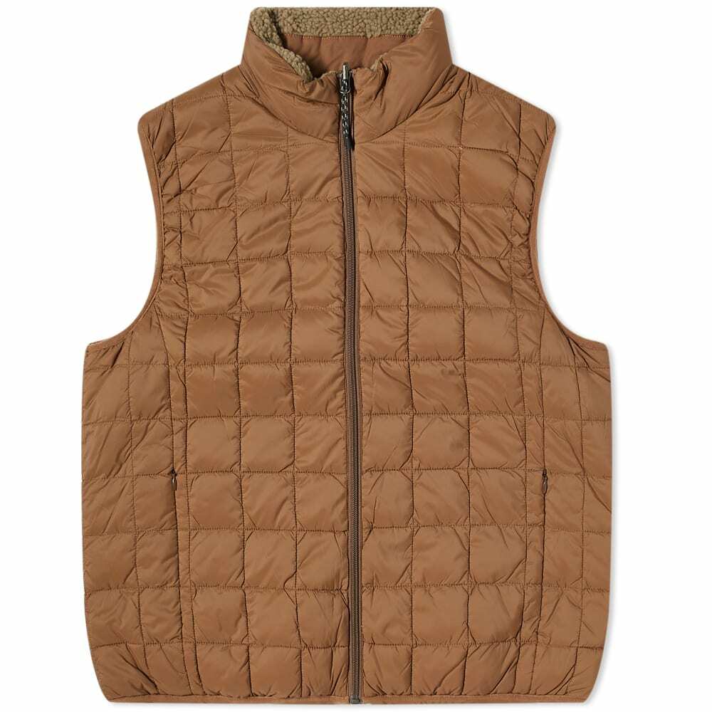 TAION - Brown Reversible Boa Vest Jacket