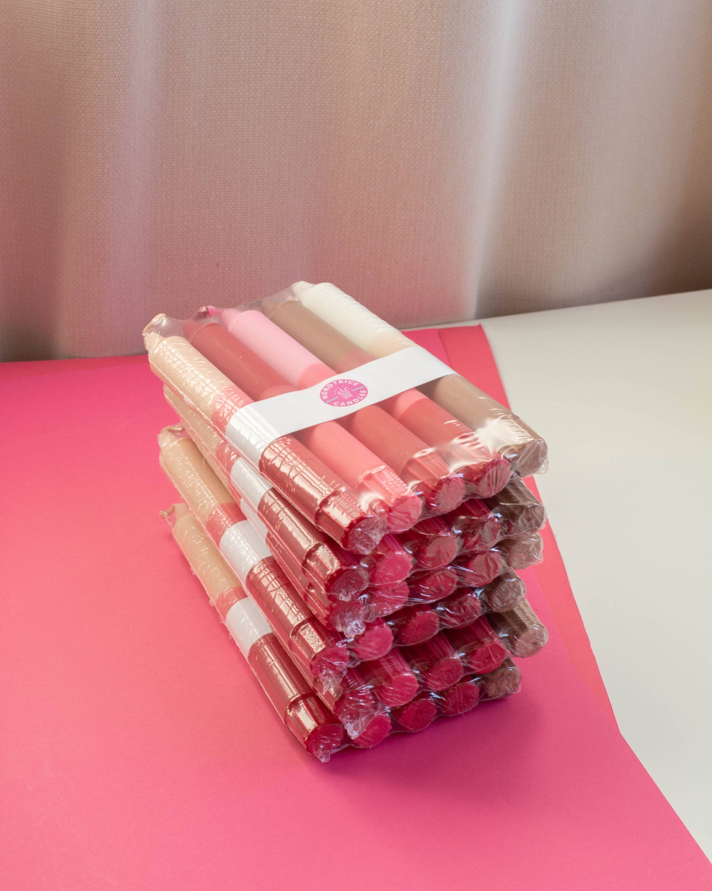 NORDTRICE - Tapered Candles, Pack of 5, Strawberry Mix Spring Nude Decor