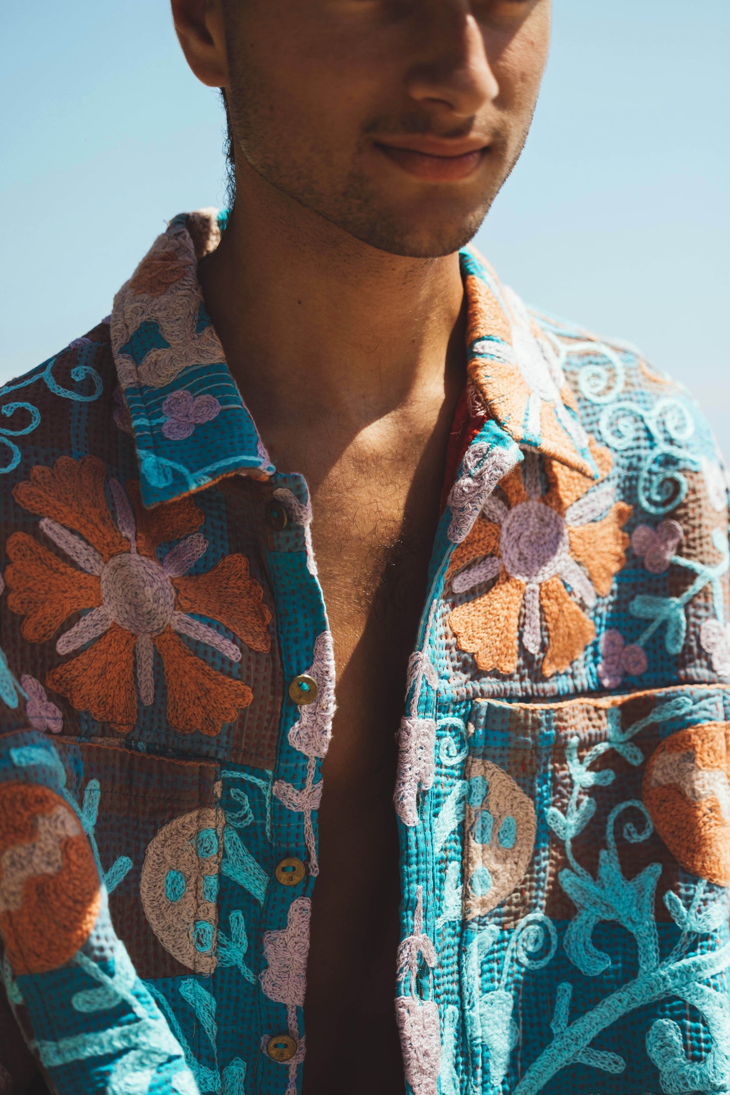THE BLUE ISLAND - Kantha Suzani Calcutta Jacket