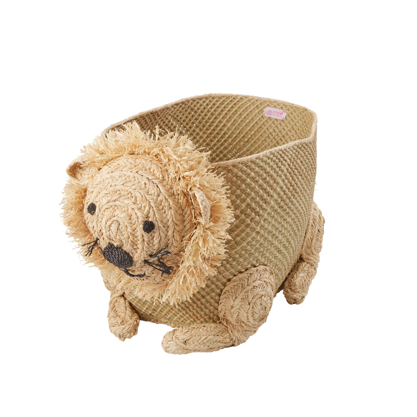 RICE - Large Lion Raffia Storage Basket