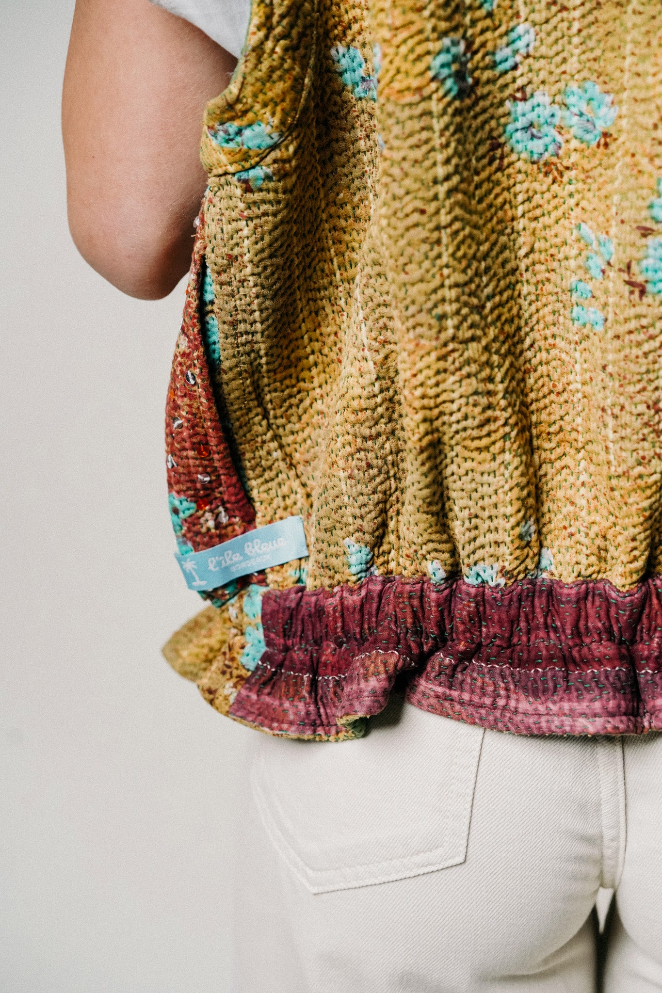 L'ÎLE BLEUE - Gilet Kantha Sequins