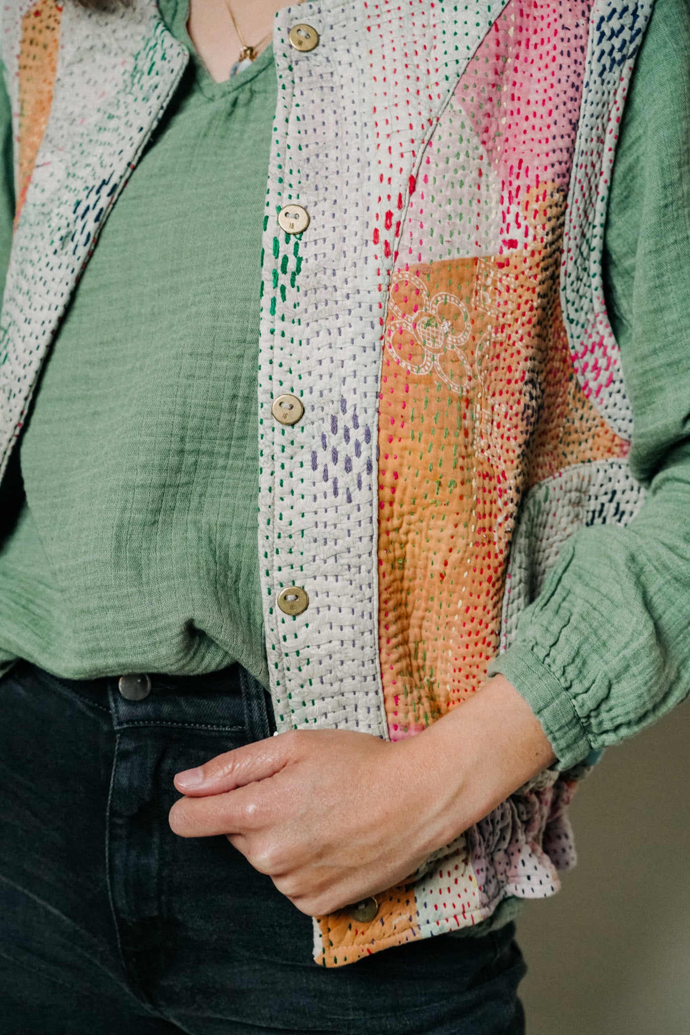 THE BLUE ISLAND - Kantha Vest