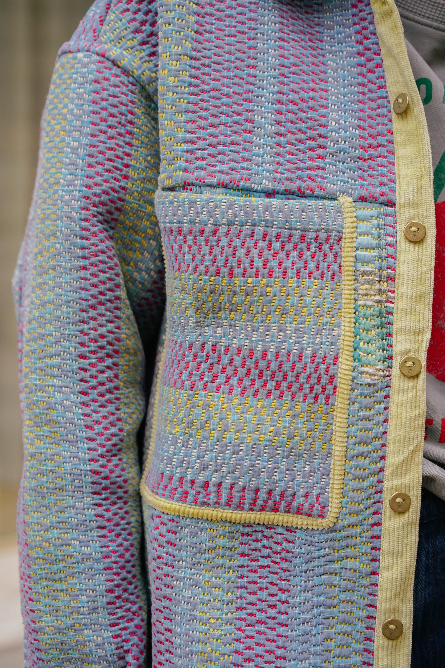THE BLUE ISLAND - Kantha Yellow Corduroy Jacket