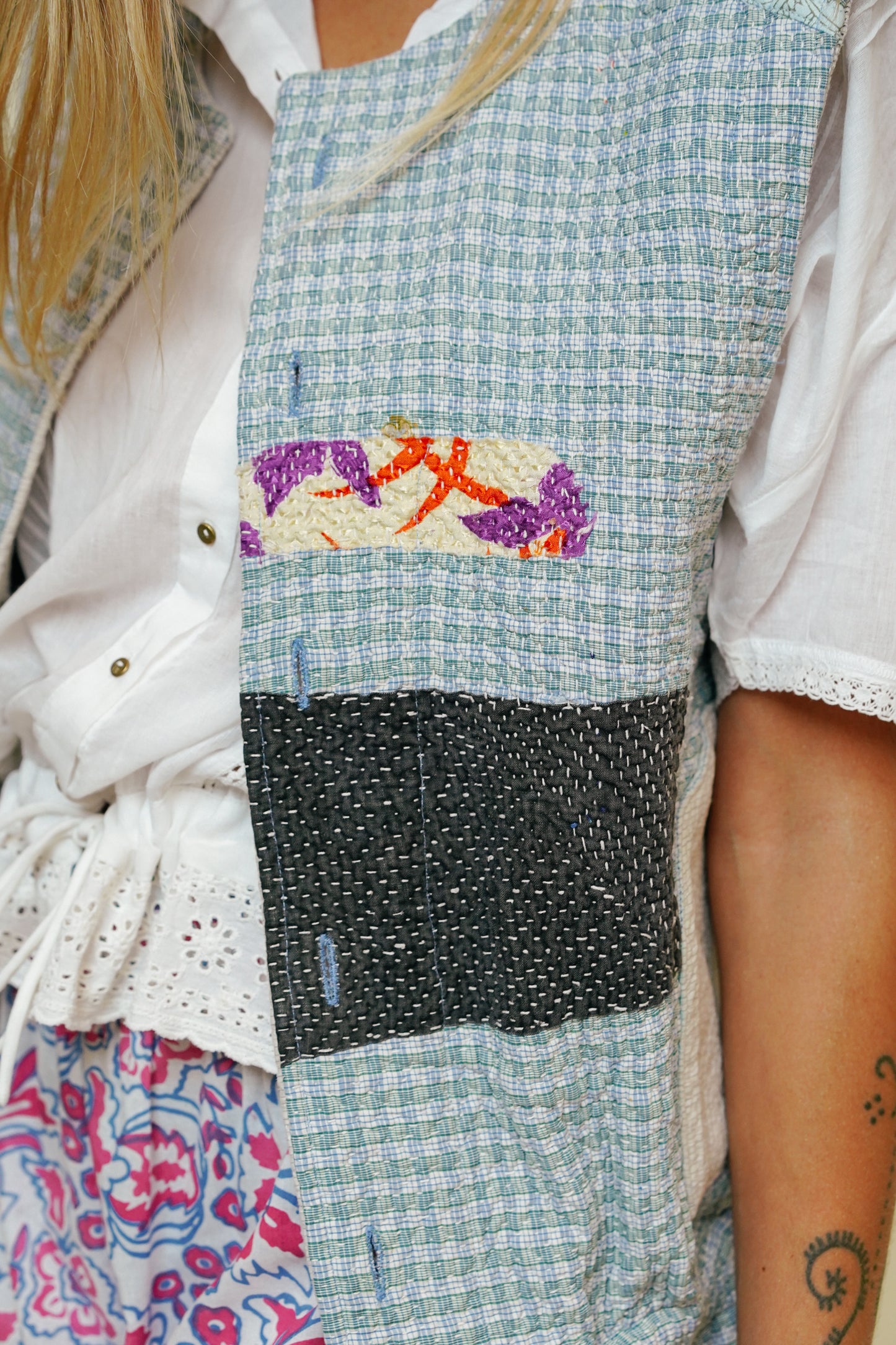 THE BLUE ISLAND - Fringed Kantha Vest