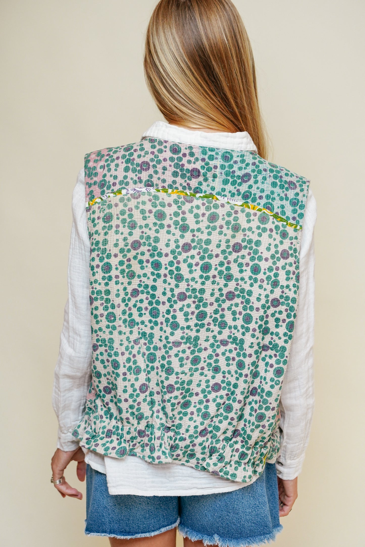 THE BLUE ISLAND - Fringed Kantha Vest