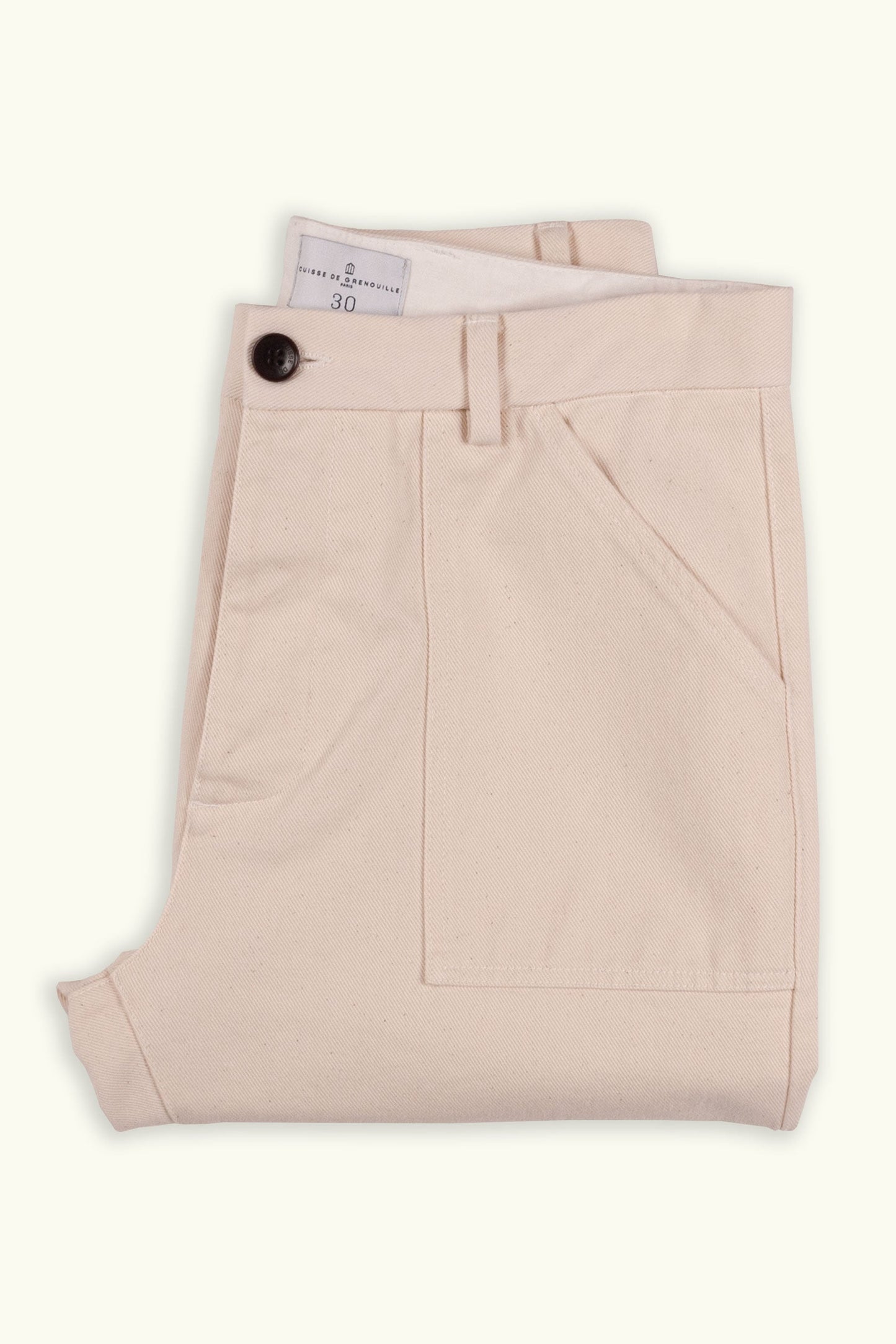 CUISSE DE GRENOUILLE - Pantalon Fatigue Écru