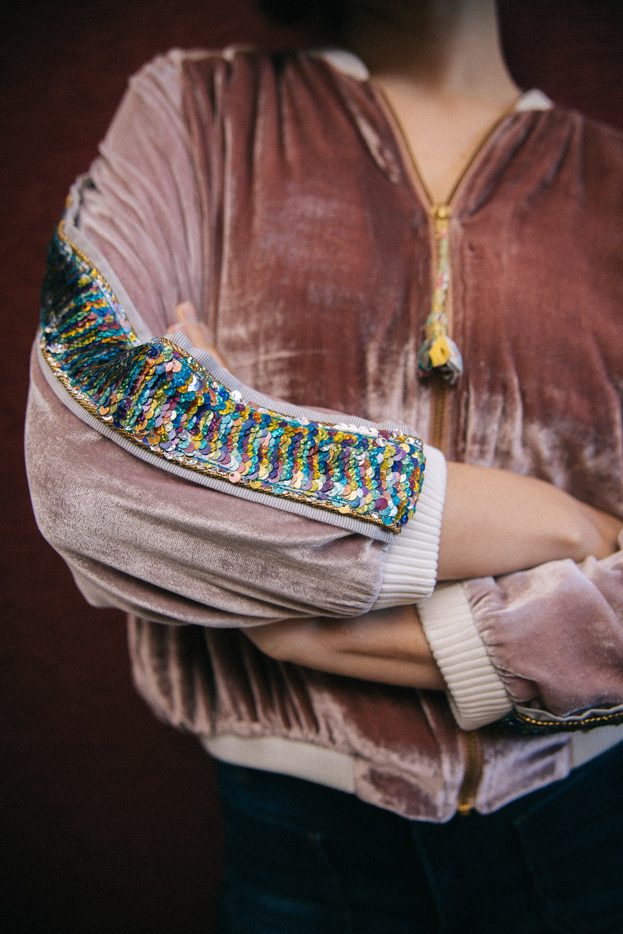 L'ÎLE BLEUE - BOMBERS VELOURS ROSE