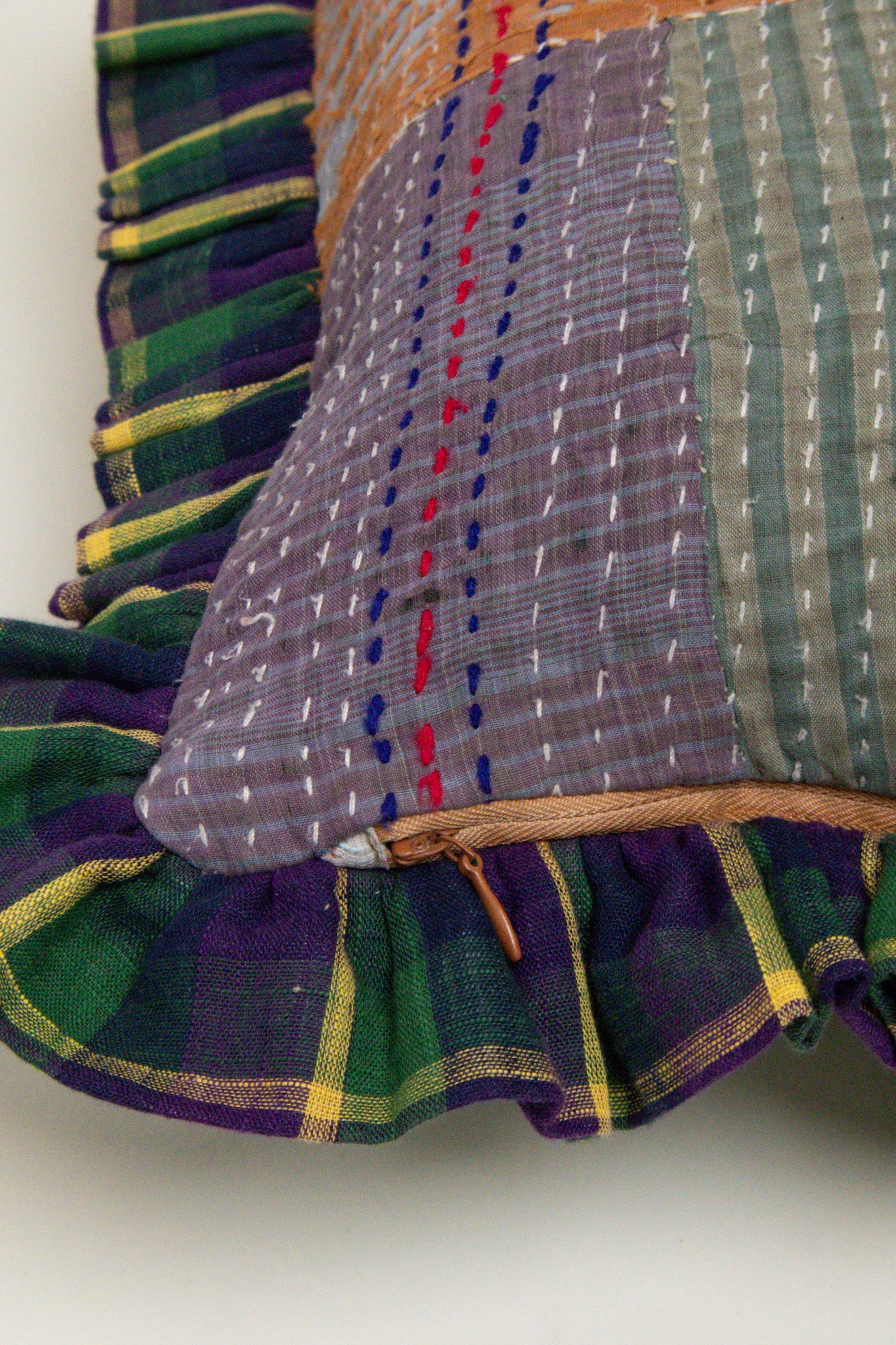 L'ÎLE BLEUE - Housse de Coussin Kantha Orange