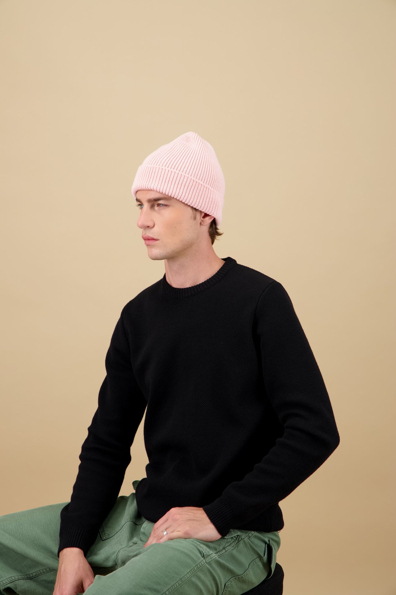 NITTO KNITWEAR - Bonnet Rose Pâle