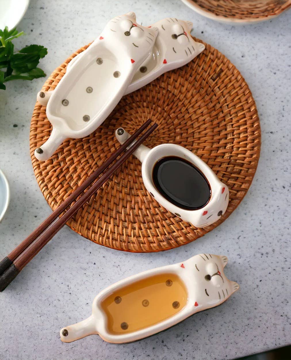 HOMERELY - Cute Cat Design Court Ceramic Seasoning Bowls