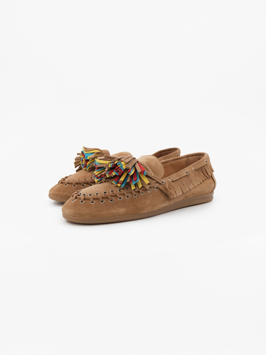TORAL SHOES - MOCASSINS POMPONS BEIGE "MALIA VOLEY"