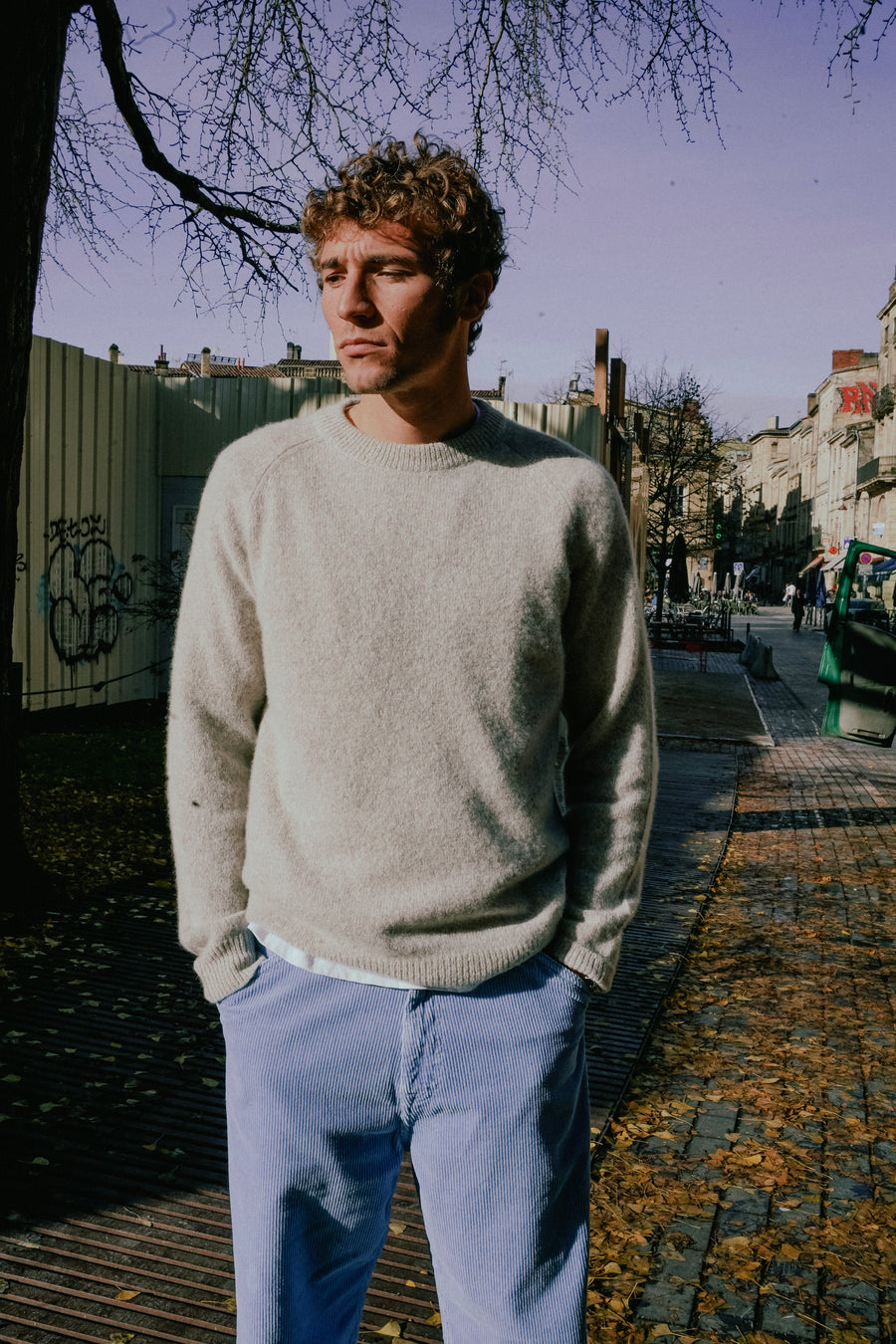 ESTHEME - Cashmere Tumbled Yarn Round Neck