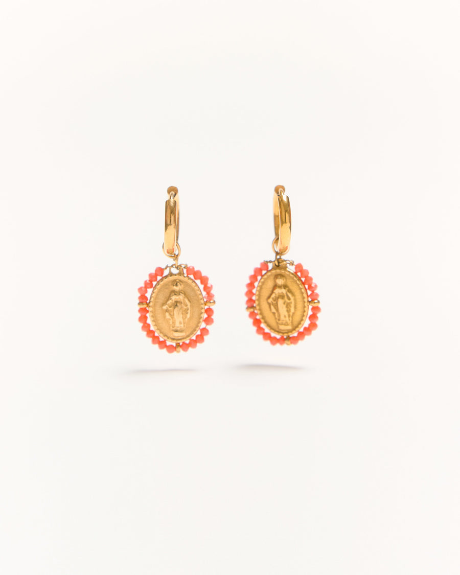 PALAS - Coral Santa Hoops Earrings