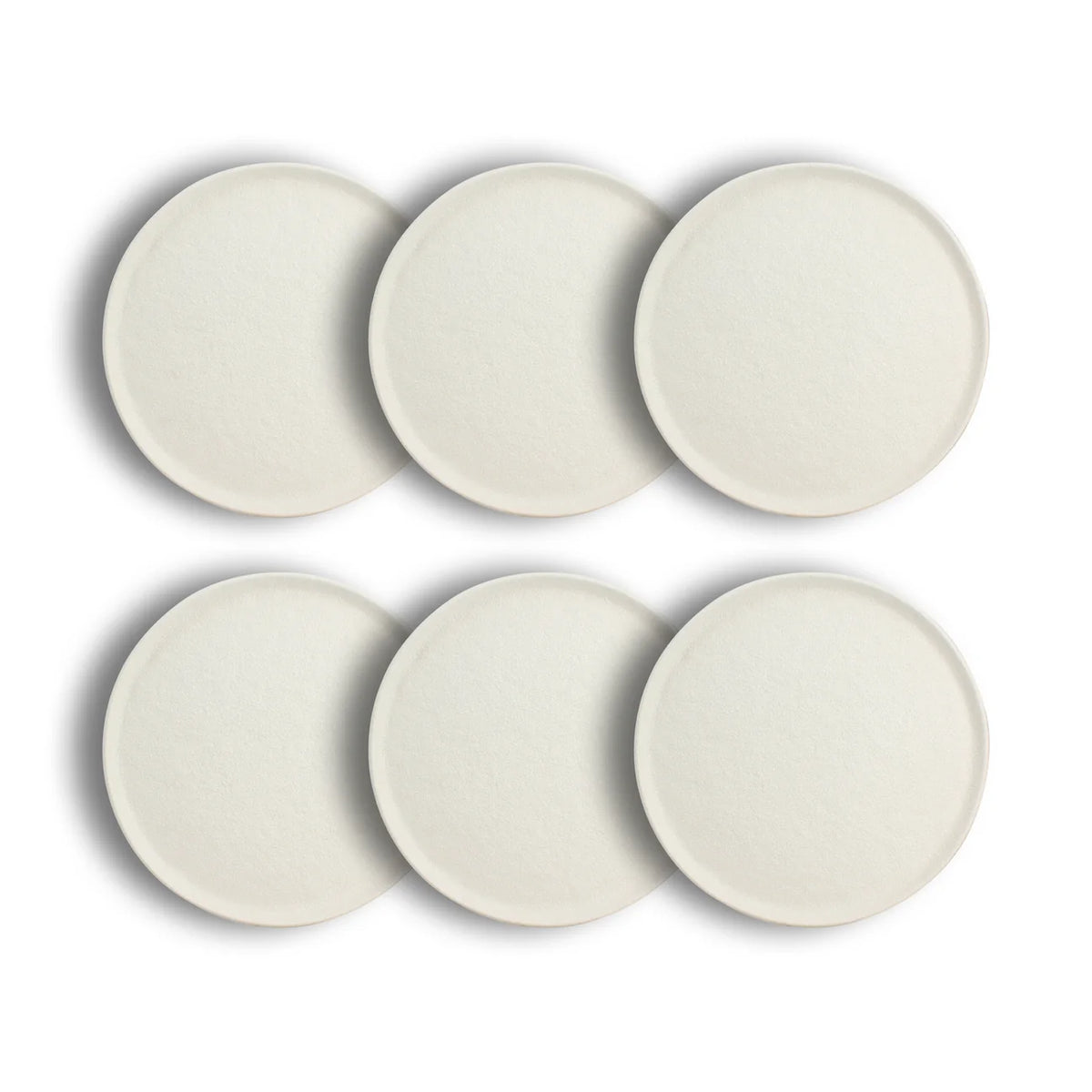 Assiette plate Snowstack blanc mat en grès, autre angle