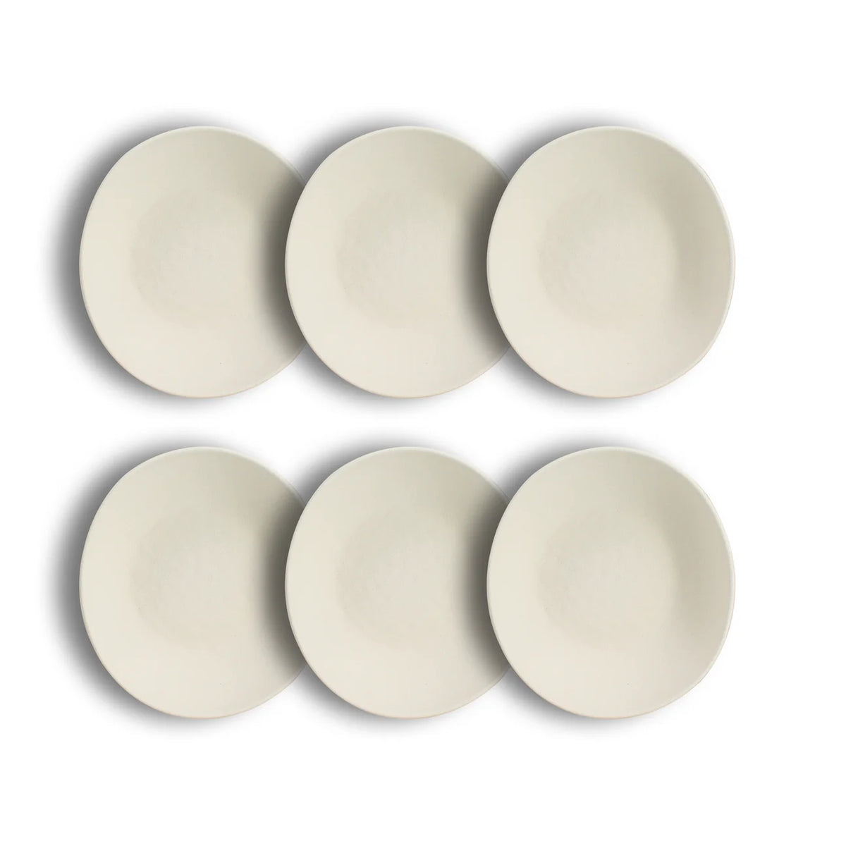 Assiette creuse Snowstack blanc mat en grès, autre angle
