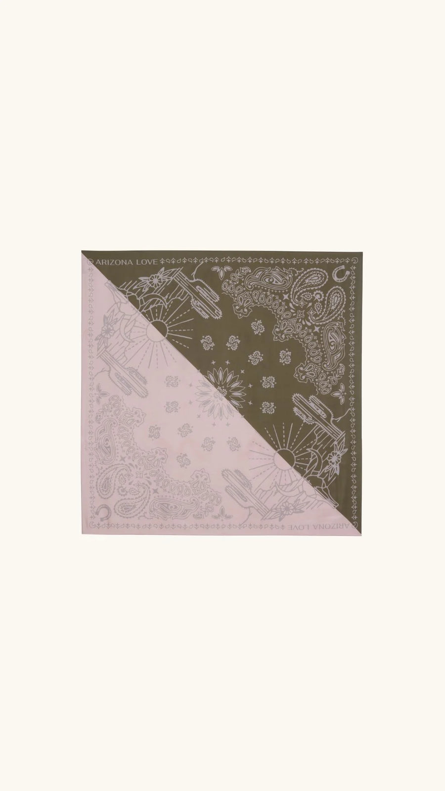 ARIZONA LOVE - Foulard en soie bandana rose et kaki