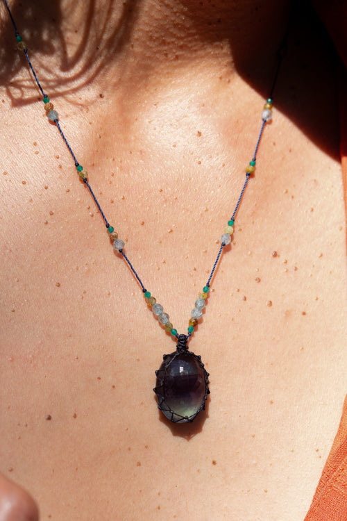 RAKHI ME - Collier Petit Talisman Aqua Fluorite