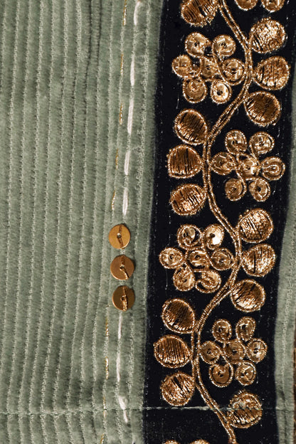 L'ÎLE BLEUE - BOUBOU CHARLINE BRODÉ VERT