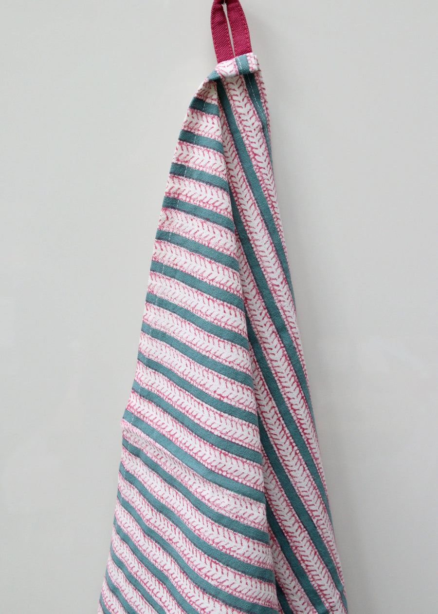 Torchon de cuisine Rozablue Funkystripes fraises rose et bleu, vue principale