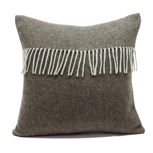 GIARDINO SEGRETO - HOUSSE DE COUSSIN EN LAINE MARRON