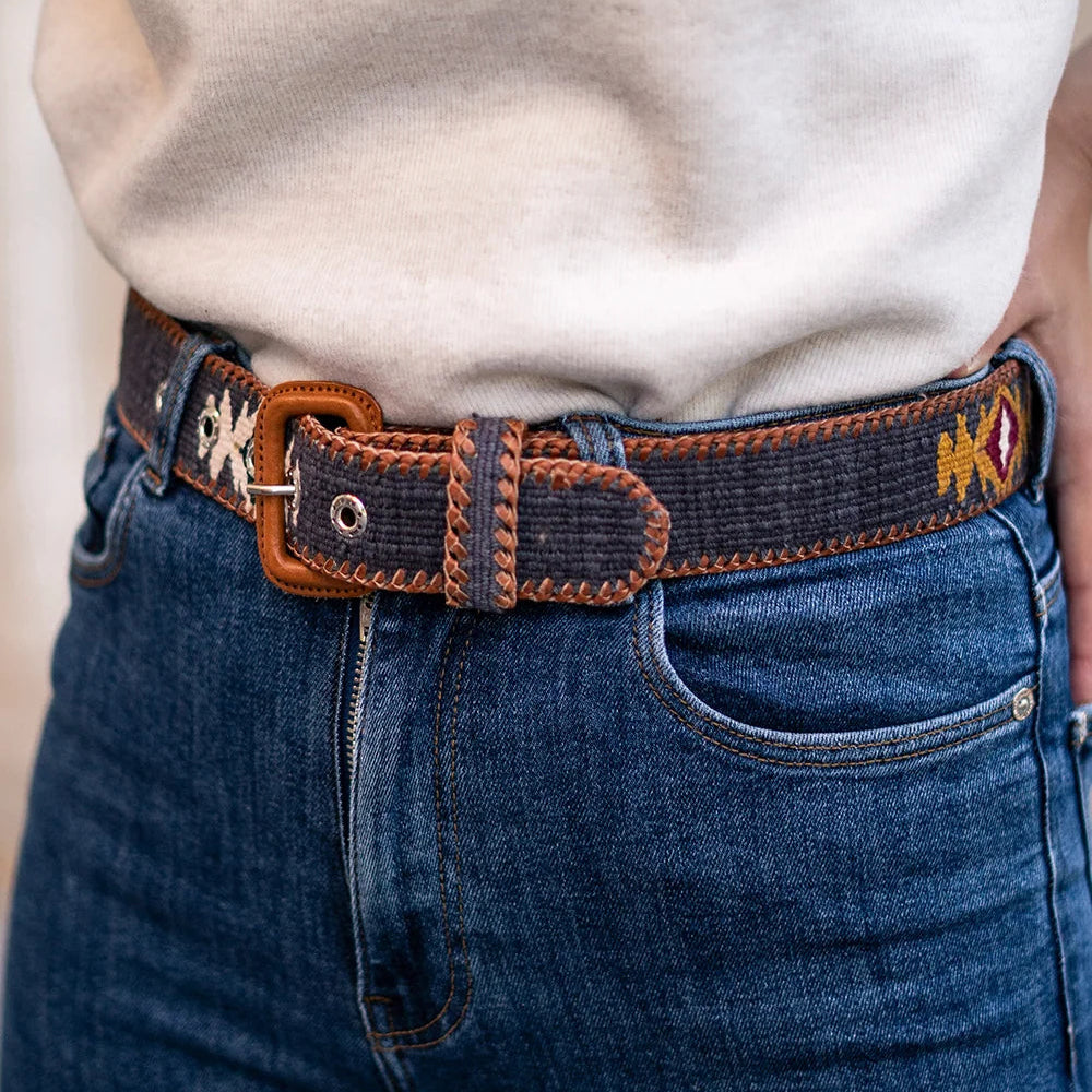 Ceinture tissée unisexe La Mansa Gris Foncé, quatrième vue