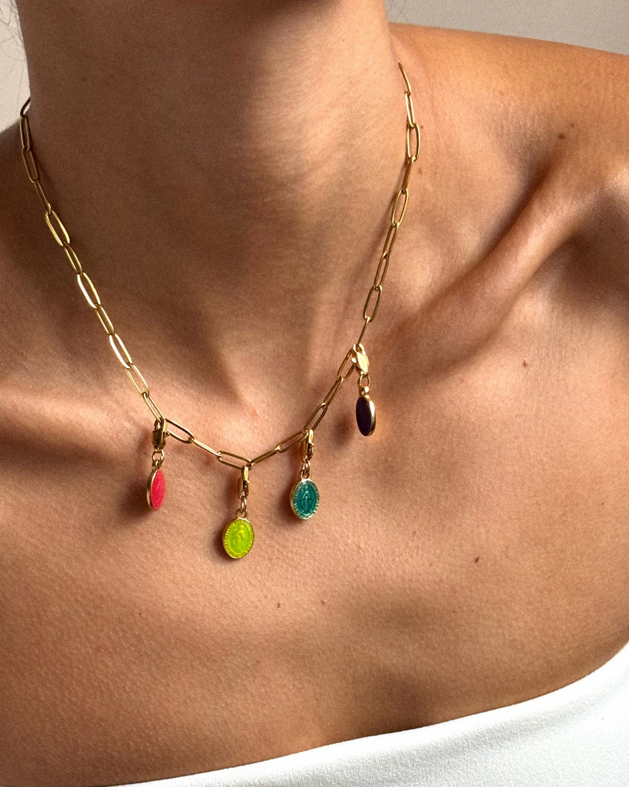 PALAS - Mini Médaillon Madonne Glazed Blue