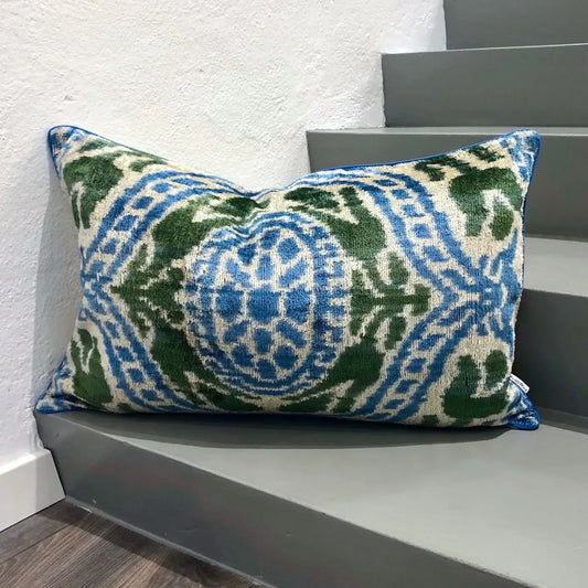 MILA MIRO - COUSSINS IKAT VELOURS VERT