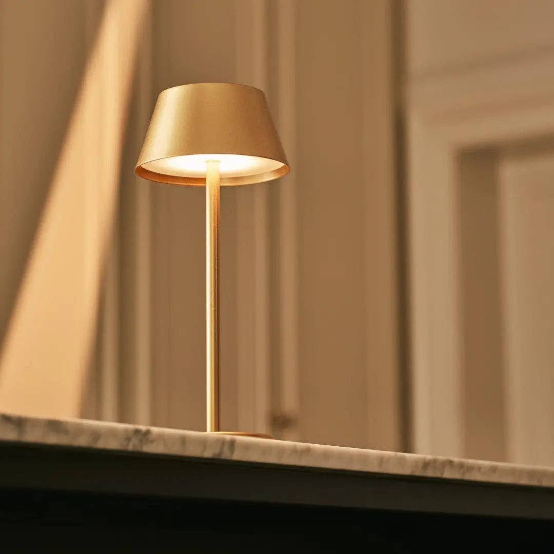 Lampe sans fil Milou dorée Tavellio, vue de présentation
