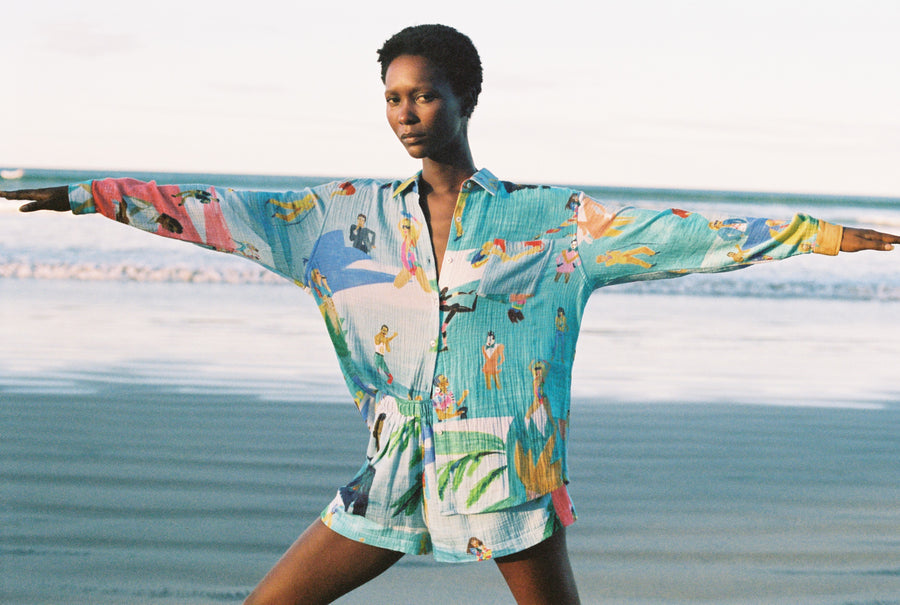 L'ÎLE BLEUE - BLOUSE POUR FEMME 80S MULTICOLORE