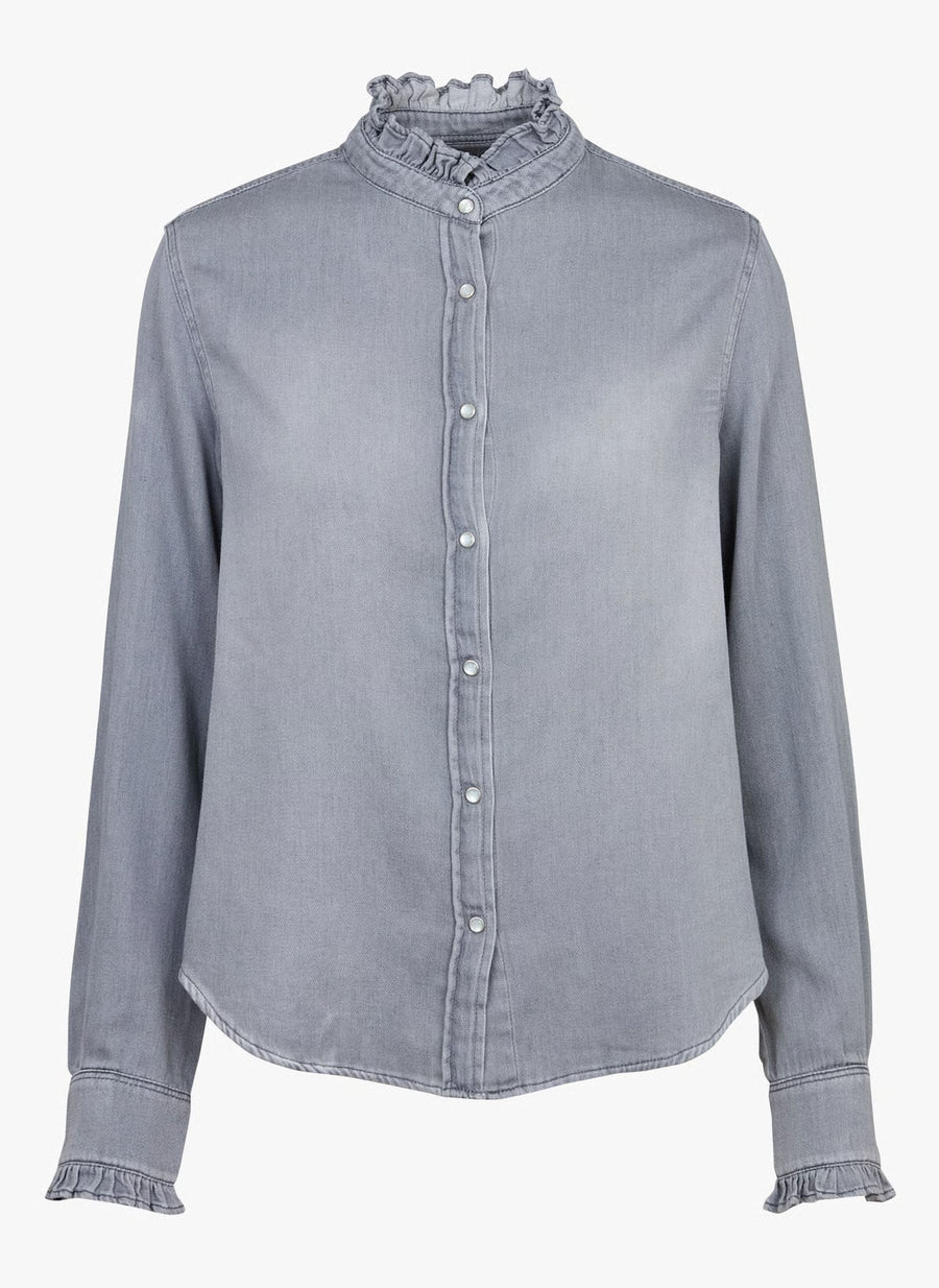 Chemise Acquaverde Gaby Used Grey portée, vue de face