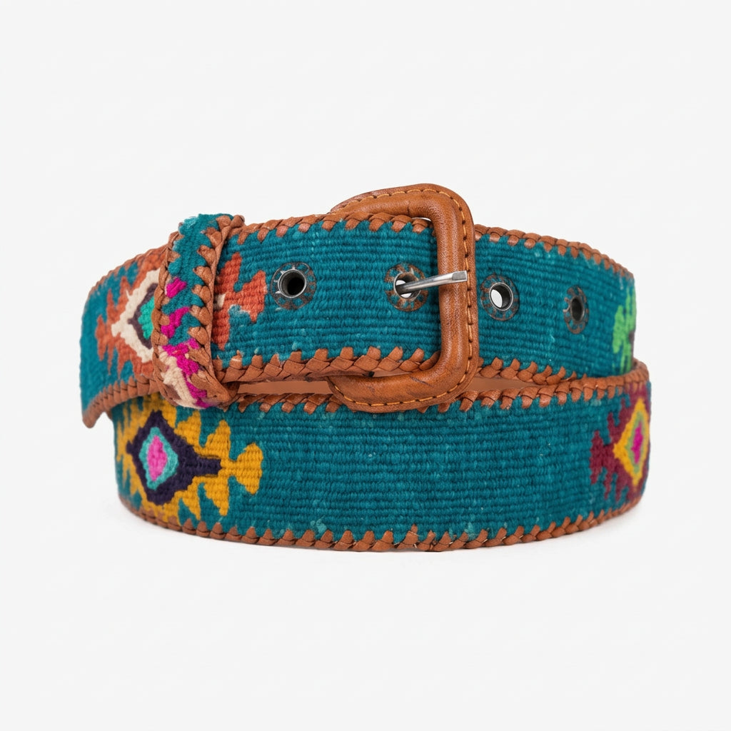 Ceinture tissée unisexe La Mansa Vert Pétrole, vue principale