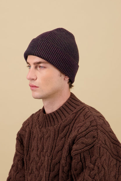 NITTO KNITWEAR - Bonnet Ara Chiné Bordeaux/ Kaki