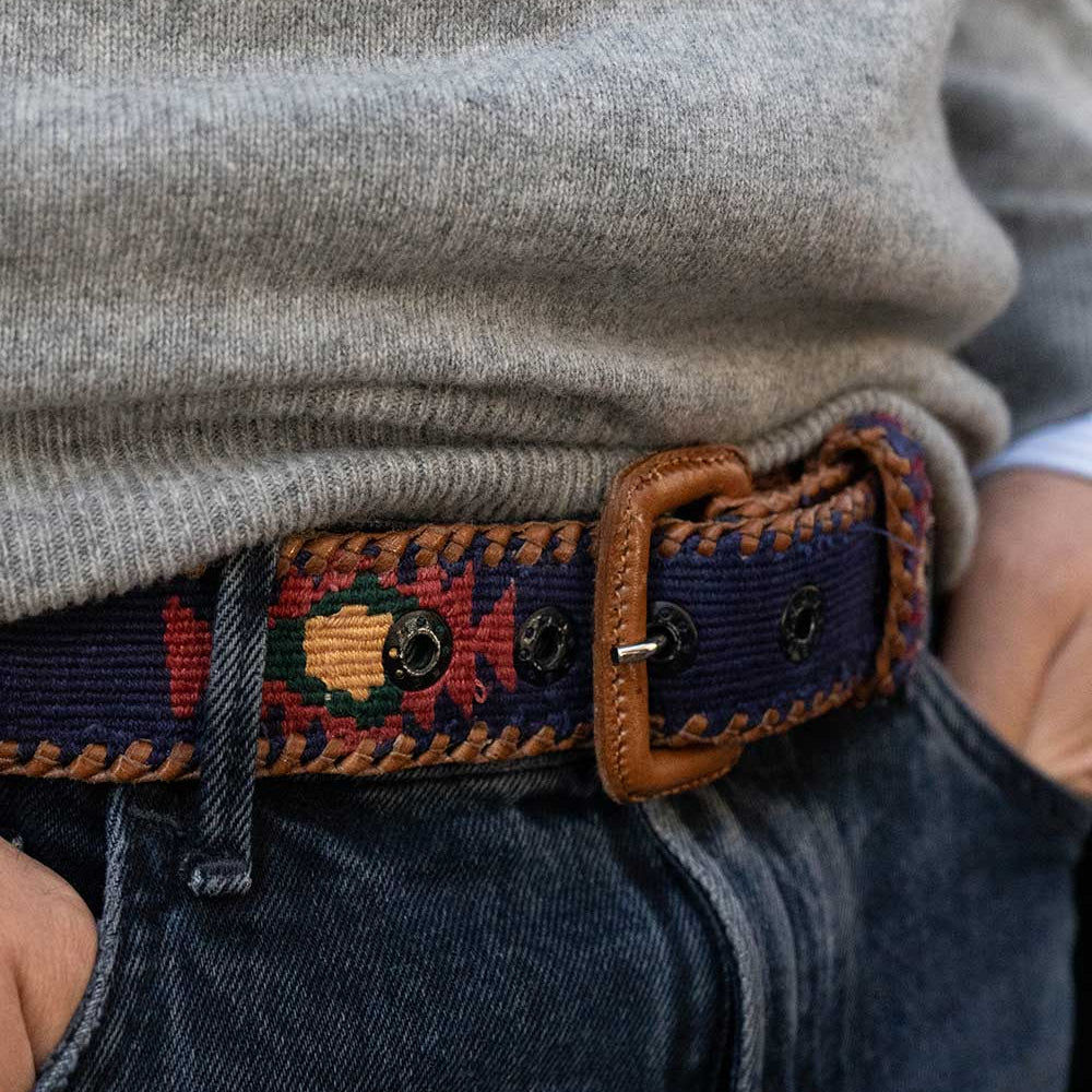 Ceinture tissée unisexe La Mansa Bleu Marine, troisième vue