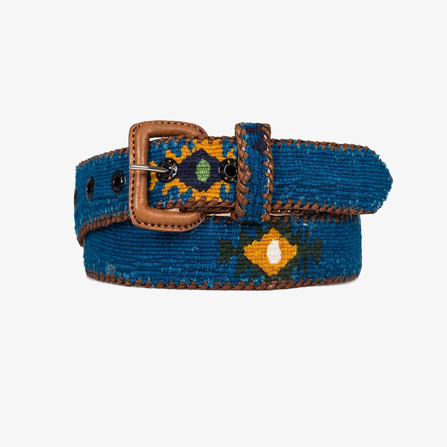 Ceinture tissée unisexe La Mansa Bleu Pétrole, vue principale