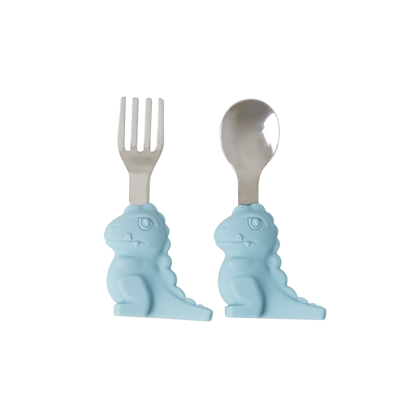 RICE - Couverts Enfant Dino en Acier Inoxydable - Bleu Clair