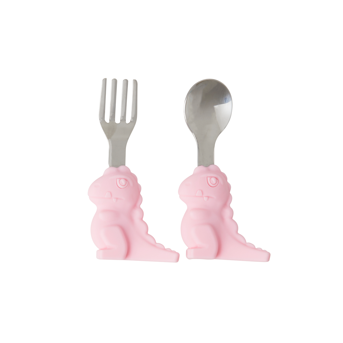 RICE - Couverts Enfant Dino en Acier Inoxydable - Rose