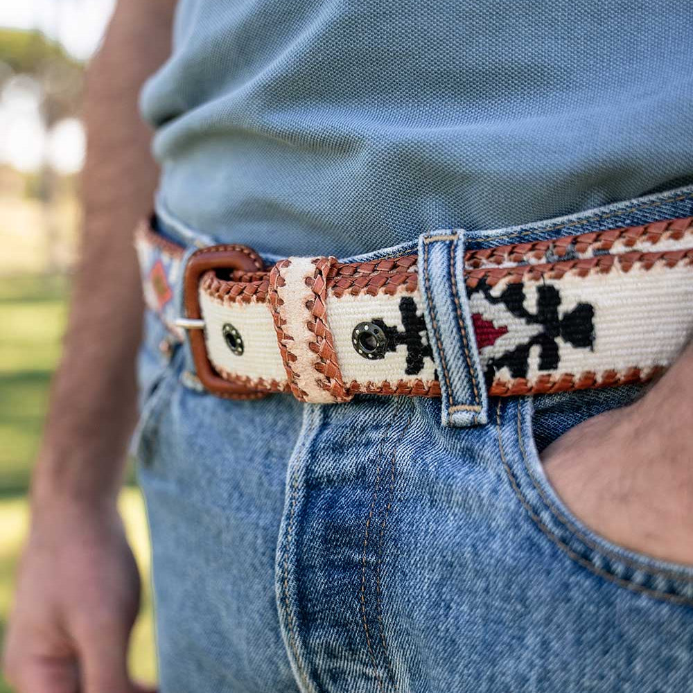 Ceinture tissée unisexe La Mansa Blanc, cinquième vue