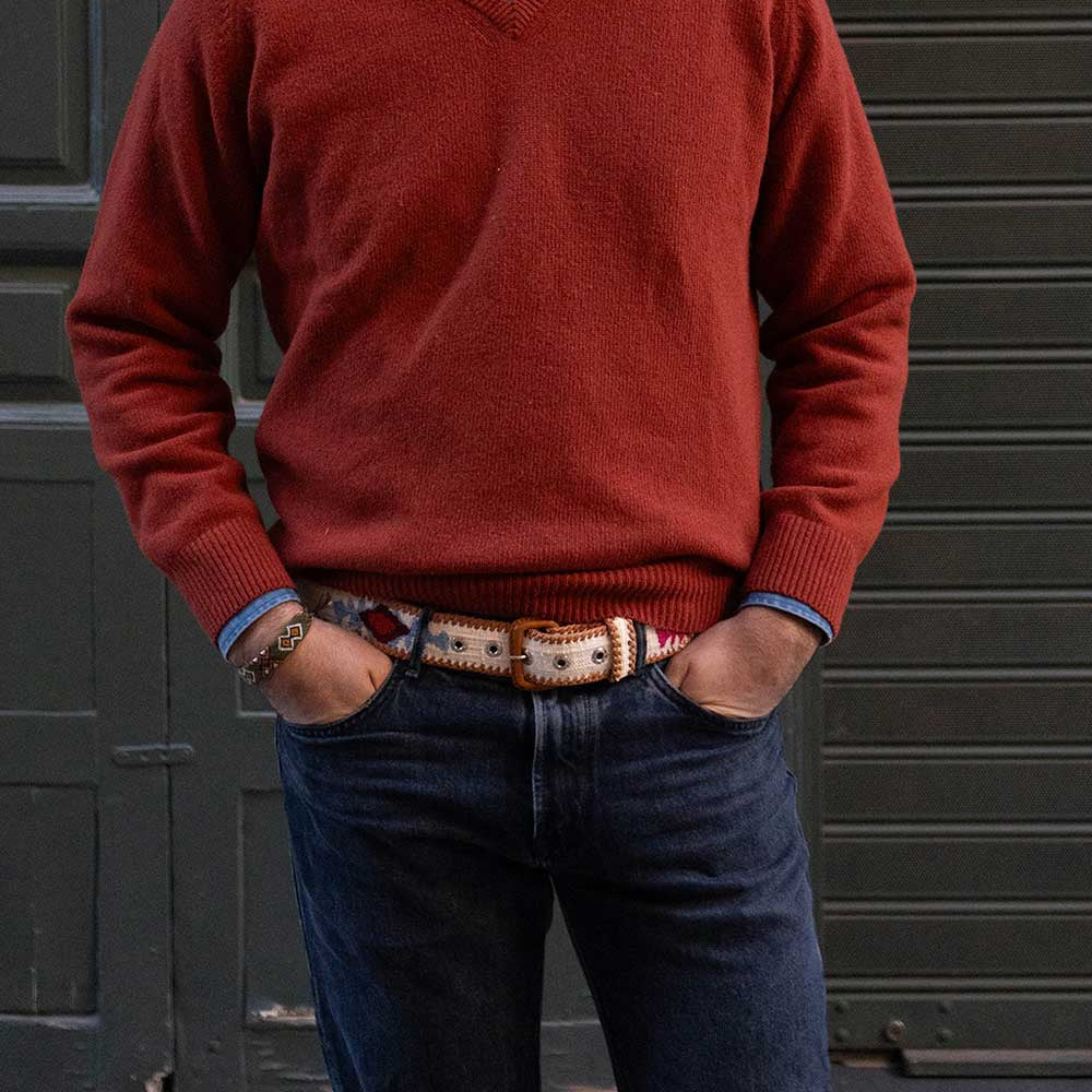Ceinture tissée unisexe La Mansa Blanc, deuxième vue