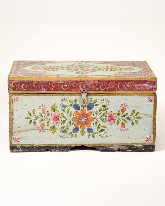 L'ÎLE BLEUE - COFFRE BLEU PEINT À LA MAIN