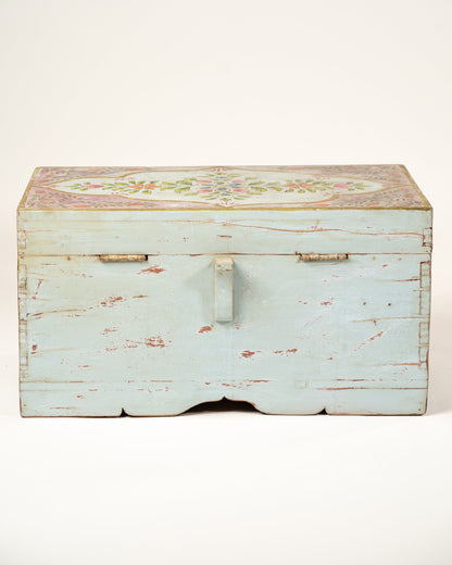 L'ÎLE BLEUE - COFFRE BLEU PEINT À LA MAIN
