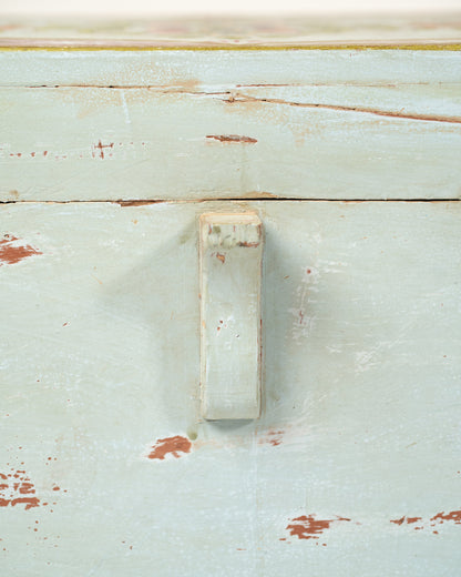 L'ÎLE BLEUE - COFFRE BLEU PEINT À LA MAIN