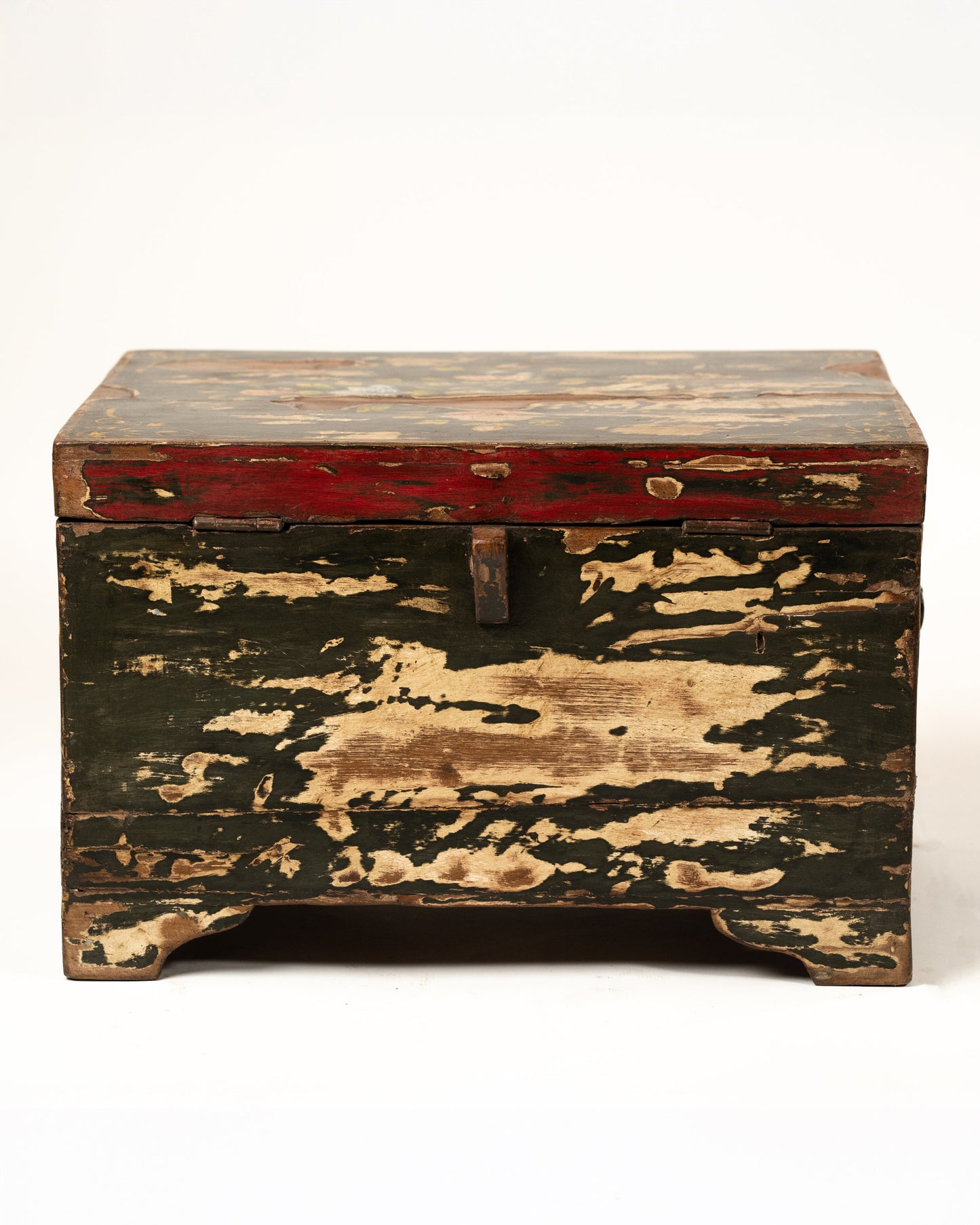 L'ÎLE BLEUE - COFFRE VERT PEINT À LA MAIN