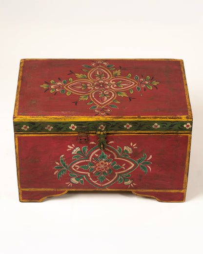 L'ÎLE BLEUE - COFFRE ROUGE PEINT À LA MAIN
