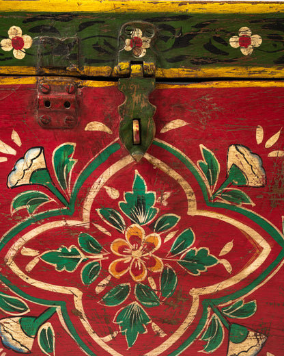 L'ÎLE BLEUE - COFFRE ROUGE PEINT À LA MAIN