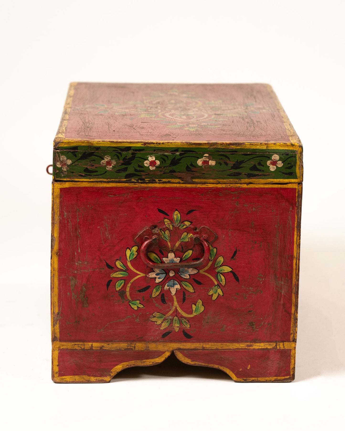 L'ÎLE BLEUE - COFFRE ROUGE PEINT À LA MAIN