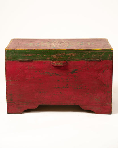 L'ÎLE BLEUE - COFFRE ROUGE PEINT À LA MAIN