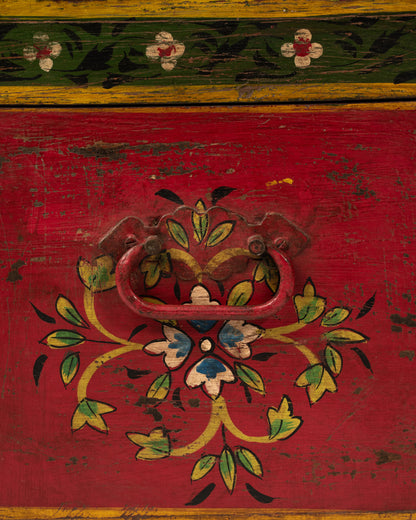 L'ÎLE BLEUE - COFFRE ROUGE PEINT À LA MAIN