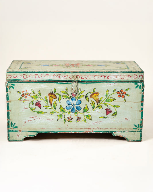 L'ÎLE BLEUE - COFFRE BLEU PEINT À LA MAIN