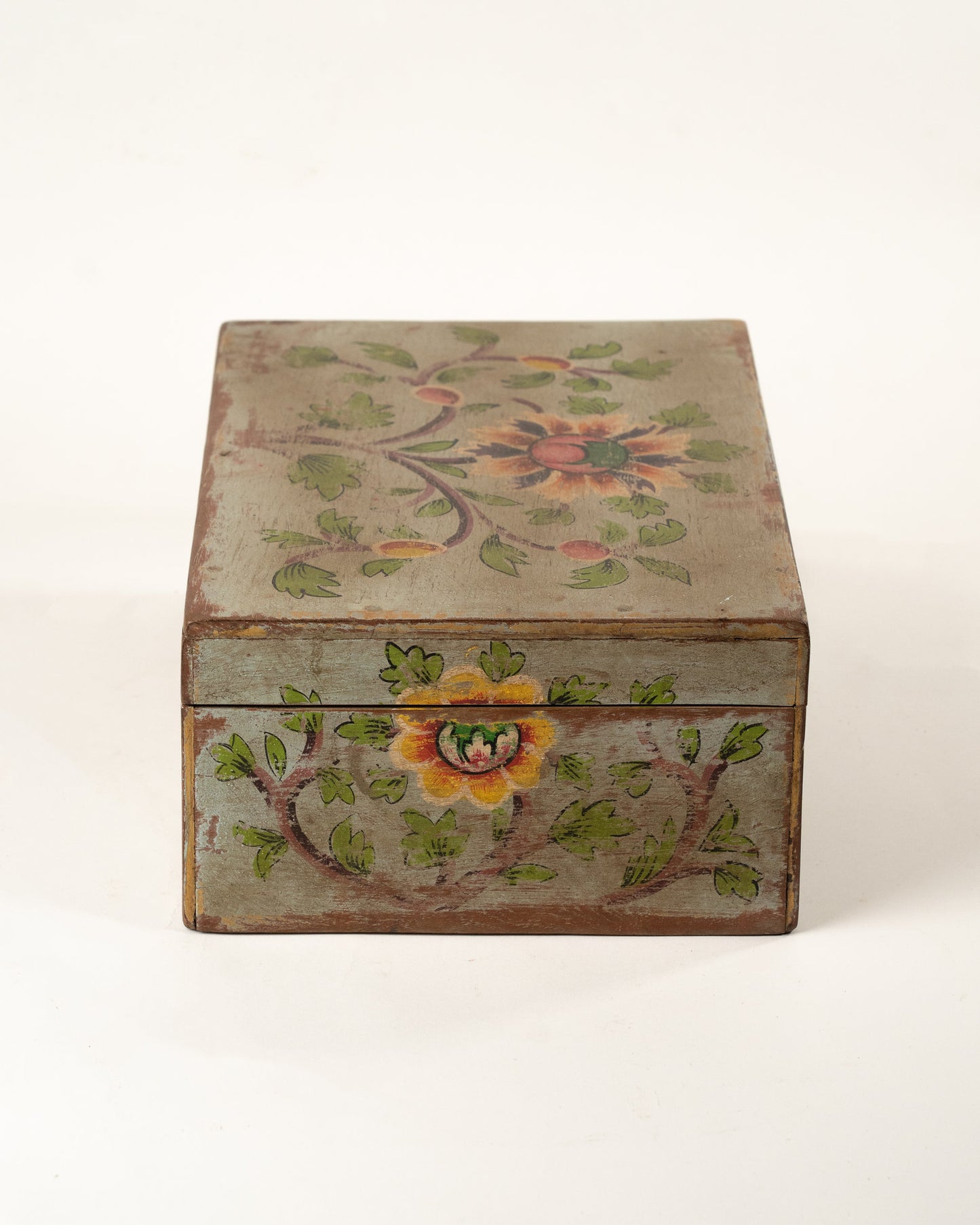 L'ÎLE BLEUE - COFFRE FLEUR PEINT À LA MAIN