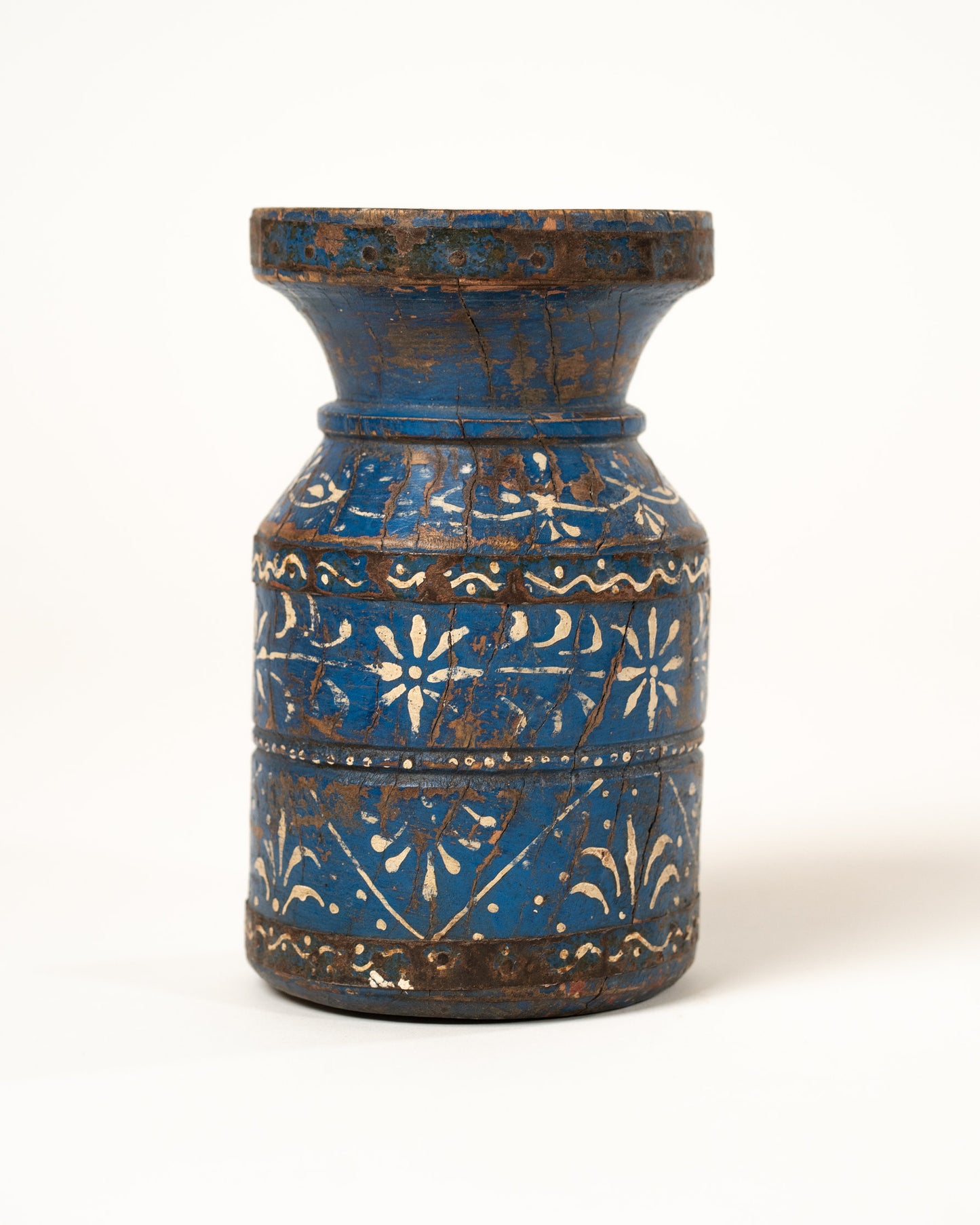 L'ÎLE BLEUE - BOUGEOIR EN BOIS PEINT À LA MAINS BLEU